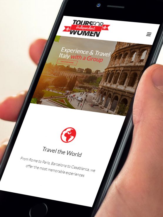 Tours for Women website on mobile display Responsive mobile display